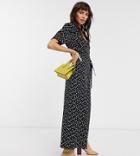 Reclaimed Vintage Inspired Polka Dot Jumpsuit With Wrap Front In Black-multi