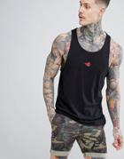 New Love Club Embroidered Chilli Mouth Tank - Black