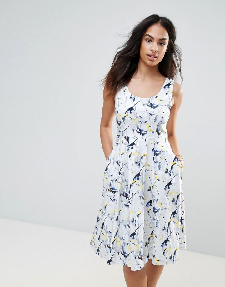 Frnch Printed Skater Dress - White