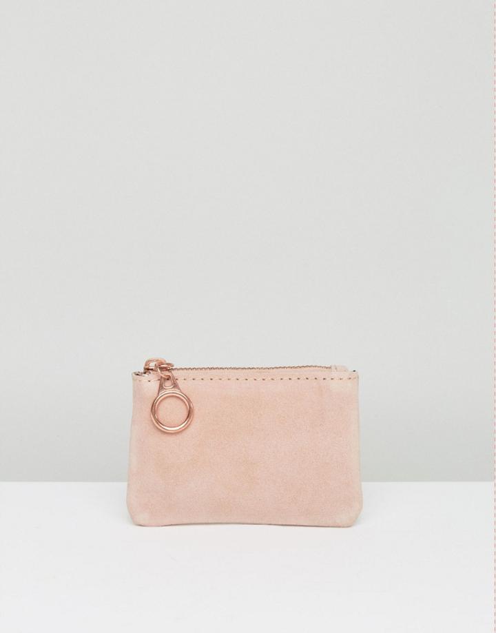Pieces Suede Coin Purse - Pink