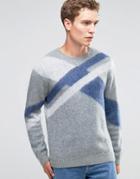 Asos Mohair Mix Sweater With Color Block Design - Gray