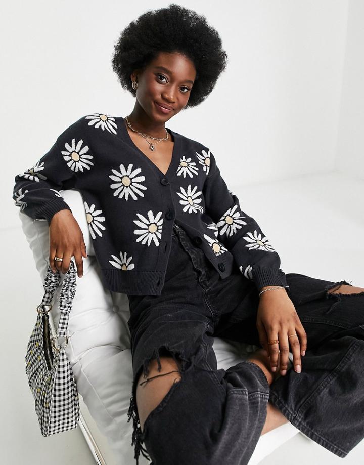 Hollister Cardigan In Black Floral