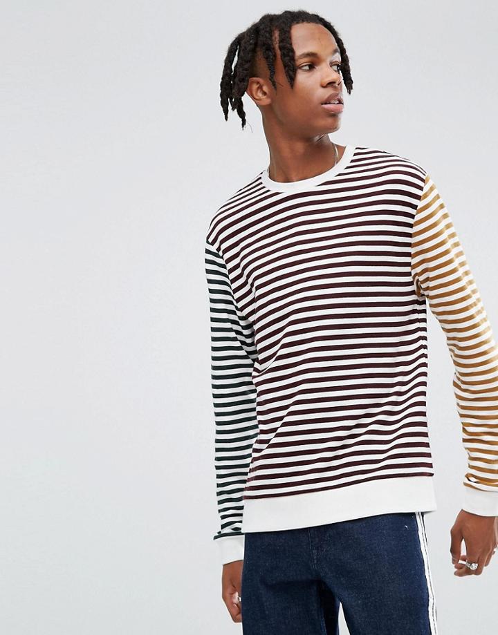 Asos Sweatshirt With Block Stripe - Red