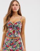 Glamorous Cami Top With Tie Front In Vintage Floral Two-piece