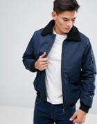 D-struct Detachable Fleece Collar Flight Jacket - Navy