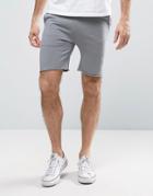 Asos Super Skinny Runner Shorts With Raw Edge - Gray