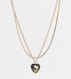 Reclaimed Vintage Inspired Necklaces With Flower Enamel Heart Design In Gold 2 Pack