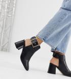 River Island Heeled Shoe Boots With Buckle Detail In Black - Black