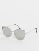 Jeepers Peepers Crystal Frame Cat Eye Sunglasses In Silver