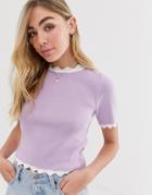Asos Design Scallop Edge Knitted Tee