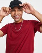 Soul Star Oversized Boxy T-shirt In Burgundy-red