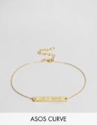 Asos Curve Exclusive Gold Plated Sterling Silver Je T'aime Bracelet - Gold