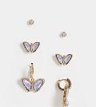 Aldo Margaret Butterfly Earring Multipack In Gold And Pink Opal