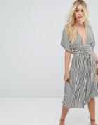 Faithfull Stripe Midi Dress - Gray