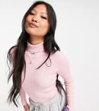 Threadbare Petite Harriet Roll Neck Ribbed Sweater In Candy Pink