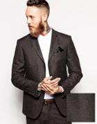 Asos Slim Fit Suit Jacket In Dogstooth - Gray