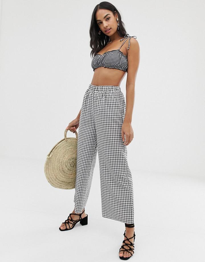 Fashion Union Beach Pants In Mono Check - Multi