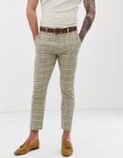 River Island Skinny Smart Pants In Brown Check - Brown