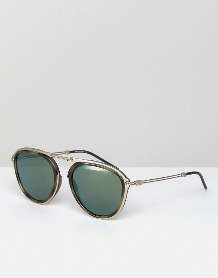 Emporio Armani 0ea2056 Round Sunglasses In Gold 54mm - Gold