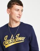 Jack & Jones Large Logo Sweatshirt In Navy