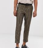 Heart & Dagger Slim Fit Smart Pants In Stone Stripe - Stone