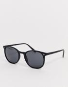 Asos Design Square Sunglasses In Matte Black With Smoke Lens