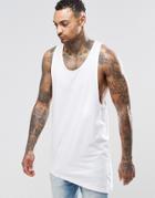 Asos Longline Vest With Asymmetric Hem And Extreme Racer Back In White - White