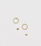 Kingsley Ryan Sterling Silver Gold Plated Circle & Square Studd Earrings Set - Gold