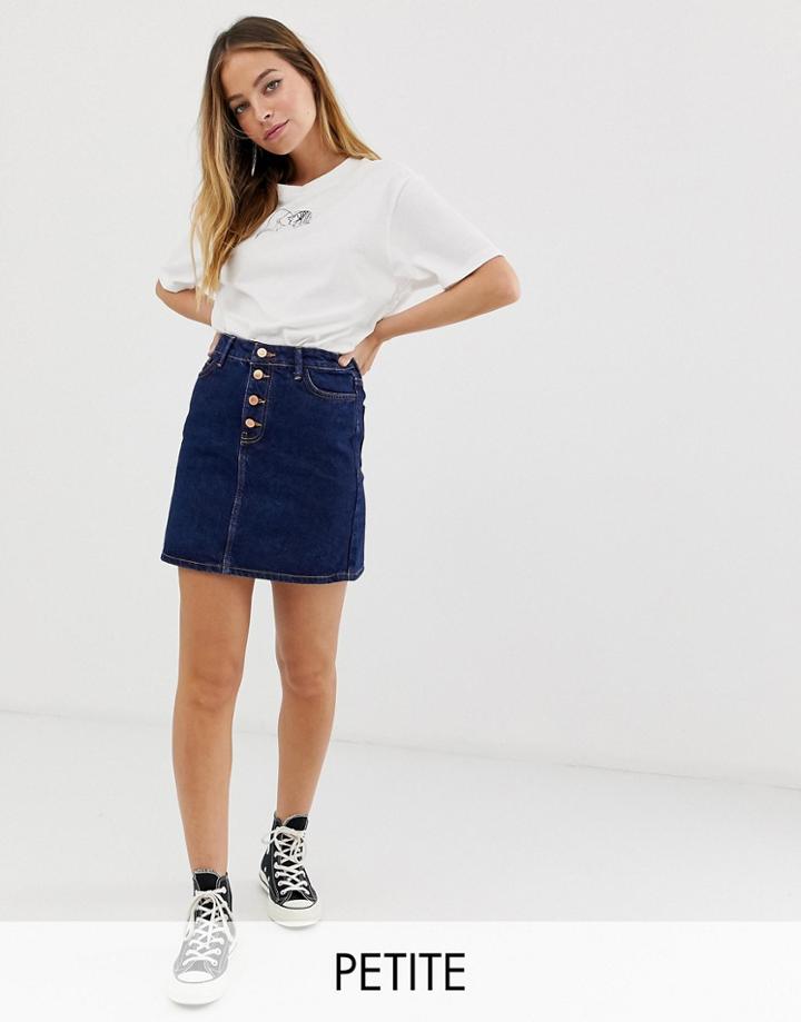 New Look Petite Denim Skirt In Blue - Blue