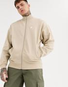 Asos Design Oversized Jersey Track Jacket In Beige With Triangle