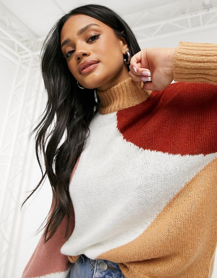Violet Romance Color Block Sweater In Multi