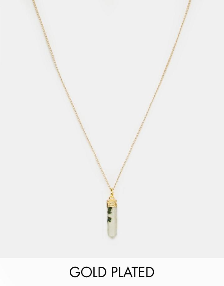 Rock N Rose Lordes Tree Agate Pendulum Necklace - Gold