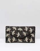 New Look Bird Embroidered Clutch Bag - Black