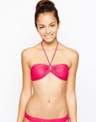 Esprit Boulder Beach Sp Solid Bandeau Bikini Top - Wild Pink