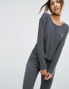 Asos Lounge Ribbed Long Sleeve Boxy T-shirt - Gray