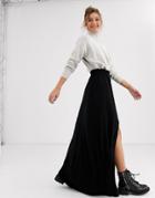 Asos Design Maxi Skirt With Shirred Waist-black
