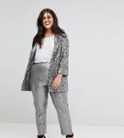 Elvi Silver Textured Pants - Silver