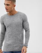 Selected Homme Knitted Crew Neck Sweater-gray