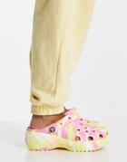 Crocs Classic Platform Clogs In Pistachio And Lilac Marble-multi