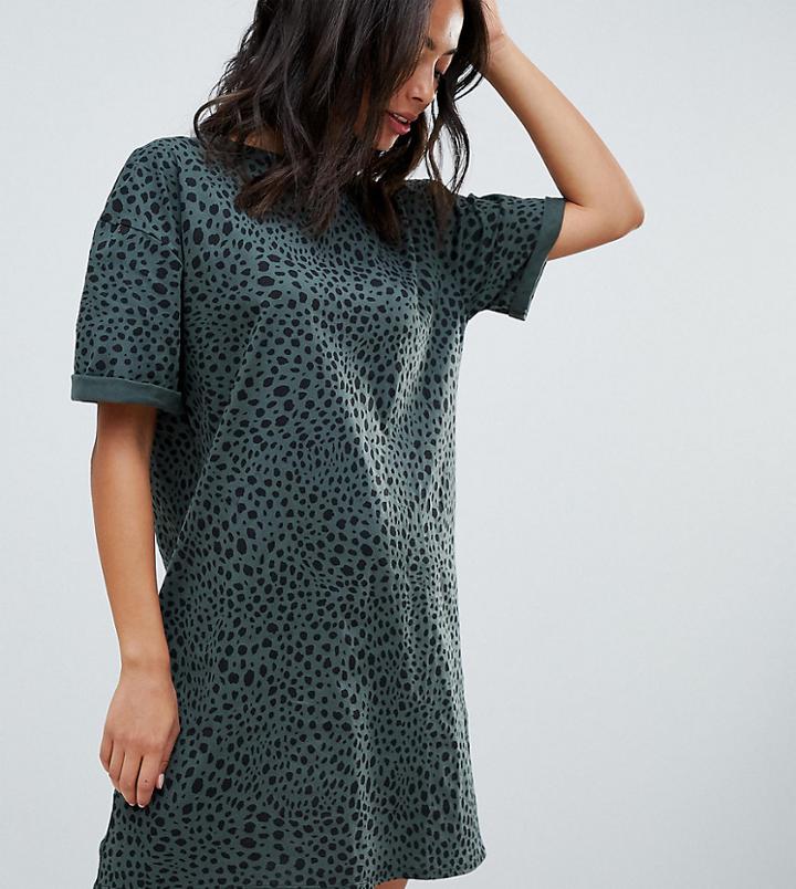 Asos Design Tall Ultimate T-shirt Dress In Leopard Print - Multi
