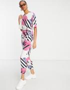 Native Youth Bold Print Jumpsuit-white