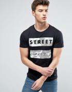 Solid T-shirt With Camo Box Logo - Black