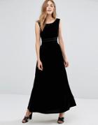 Vila Sleeveless Velvet Maxi Dress - Black