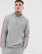 Asos Design Tracksuit Hoodie With Knitted Side Stripe In Gray Marl - Gray