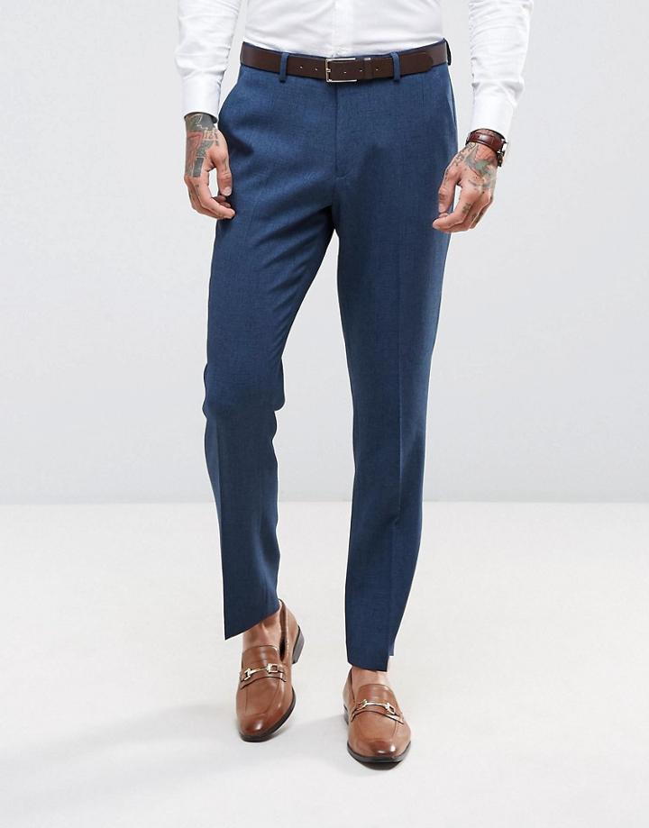 Asos Wedding Slim Suit Pant In Cross Hatch - Navy