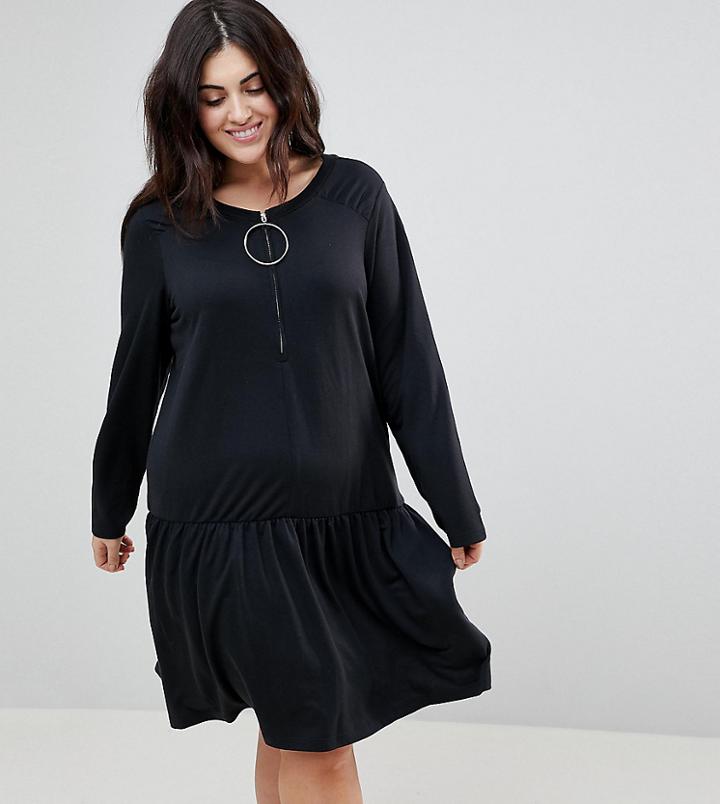 Junarose Skater Dress With Ring Detail - Black