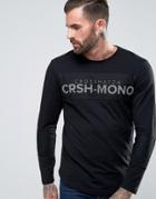 Crosshatch Long Sleeve Logo T-shirt - Black