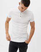 New Look Muscle Fit Ribbed Polo In White