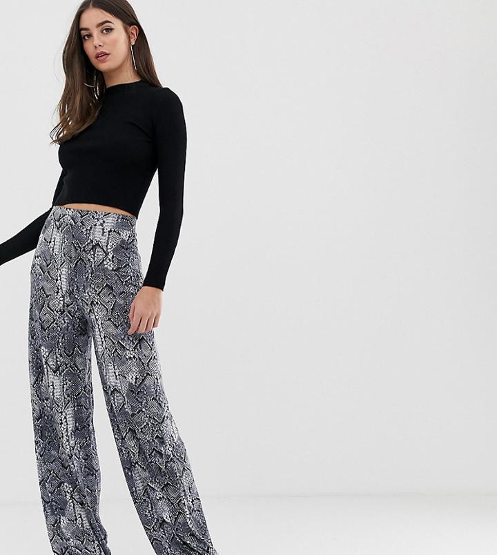 Asos Design Tall Wide Leg Pants In Snake Print - Multi