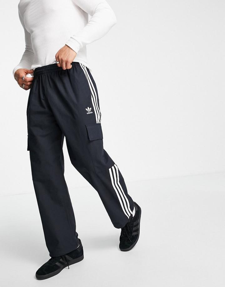Adidas Originals Adicolor 3-stripes Cargo Pants In Black